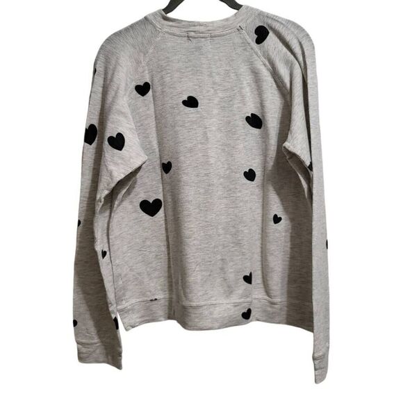 Monrow Heart Print Sweatshirt - Ash sz med - Picture 3 of 8